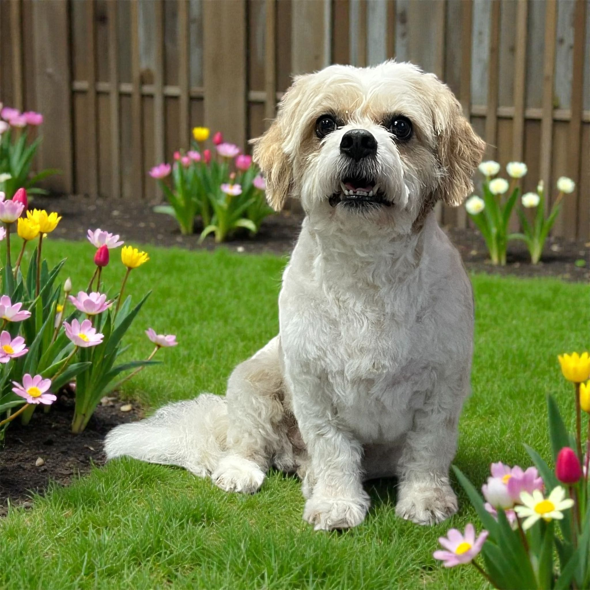 Toby sitting in the garden